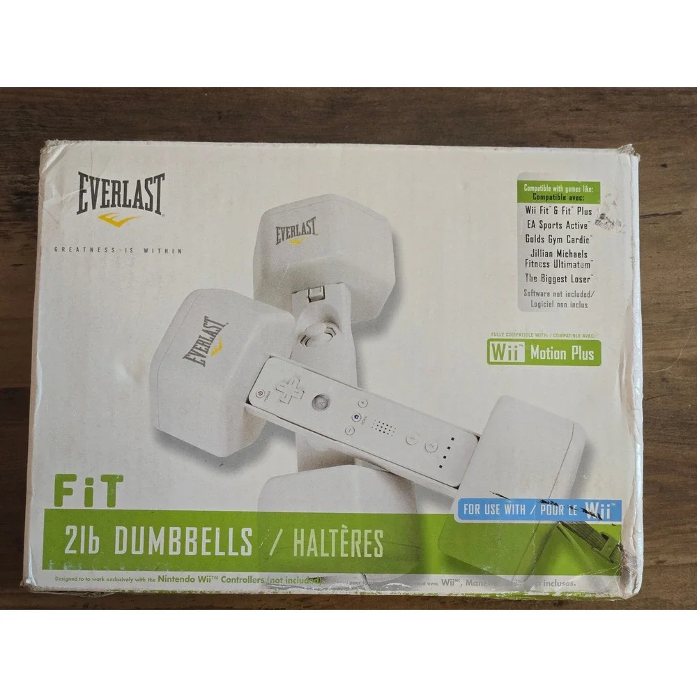 Everlast 2lb Dumbbells for Nintendo Wii Fit White Weighted Controller Shells 2pk